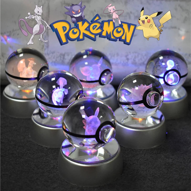 Figurine 3D Pokémon - Pikachu, Gengar, Mew, Pokéball lumineuse