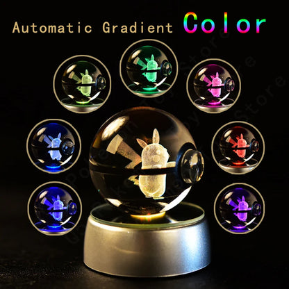 Figurine 3D Pokémon - Pikachu, Gengar, Mew, Pokéball lumineuse