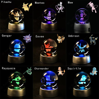 Figurine 3D Pokémon - Pikachu, Gengar, Mew, Pokéball lumineuse